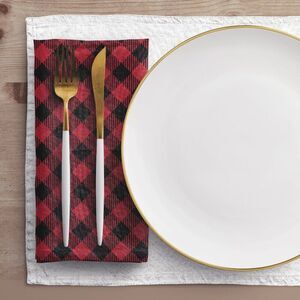 NWT Porter Anna- Red & Black Cotton Napkin 8-set, Ginham & Black